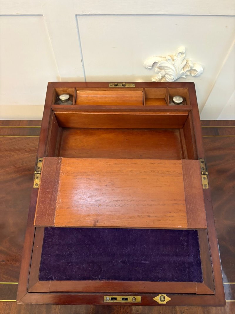 Antique Victorian Mahogany Brass Bound Writing Box - Image 10